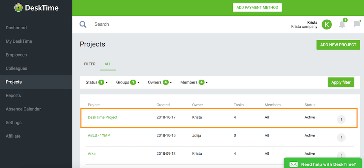 desktime asana project management app integration