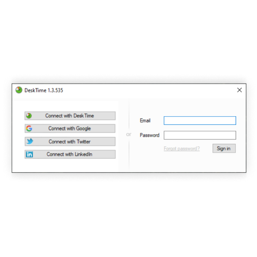 Inicie DeskTime y regístrese para empezar a hacer un seguimiento de su tiempo.