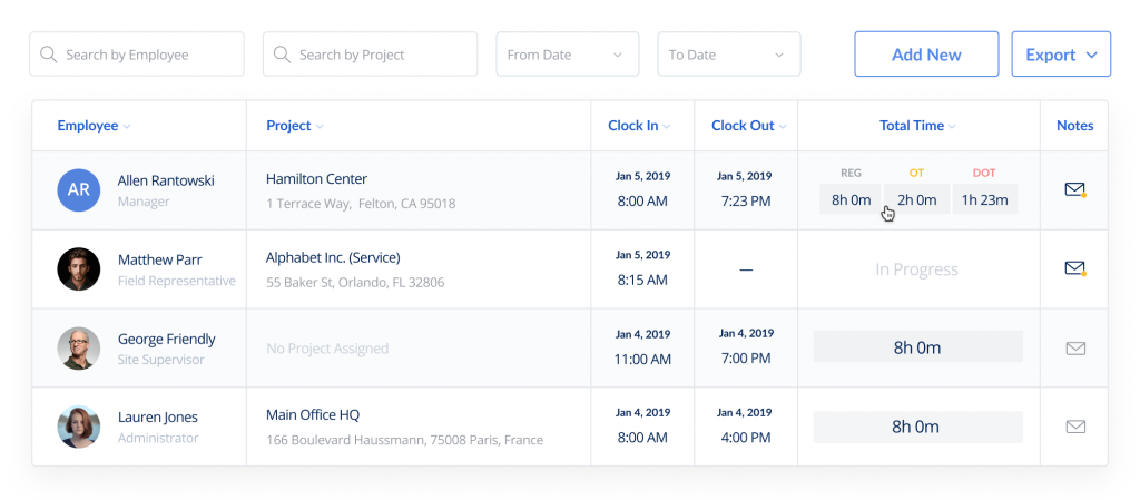 A screenshot of ClockInEasy timesheet app